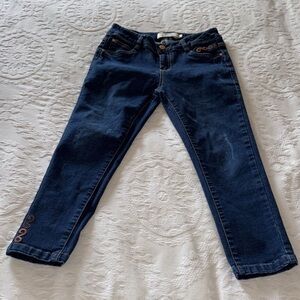 Mini Brand Womens Blue Skinny Ankle Jeans Leather Crystal Accents Gently Loved M